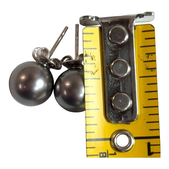 TASAKI 6mm Blue Akoya Pearl Stud Earrings 18K White Gold Vintage Tahitian - Picture 5 of 6